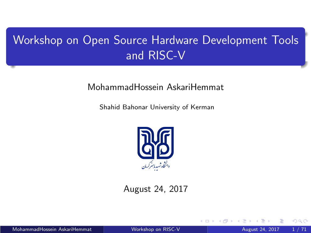 Workshop on Open Source Hardware Development Tools and RISC-V