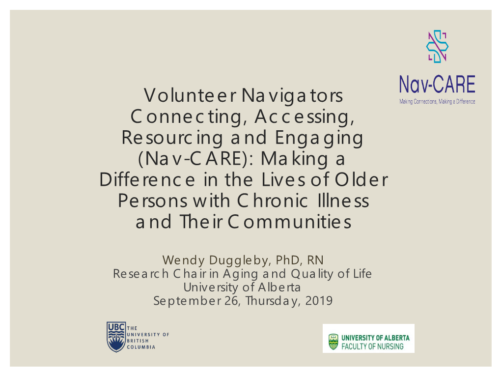 Nav-CARE): Making a Difference in the Lives of Older Persons with Chronic Illness and Their Communities