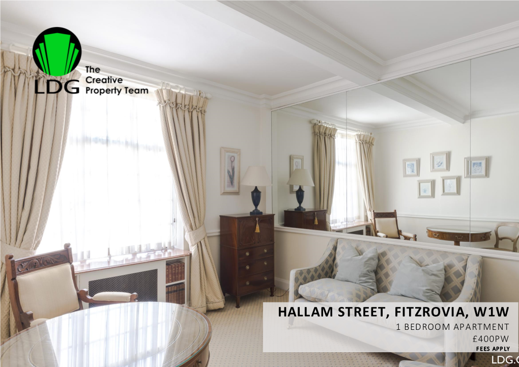 Hallam Street, Fitzrovia, W1w 1 Bedroom Apartment £400Pw F Ees App Ly