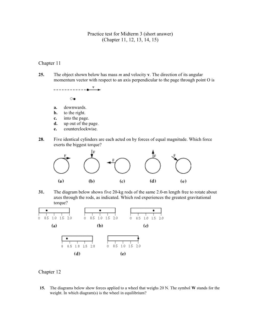 Practice Test for Midterm 3 (Short Answer)