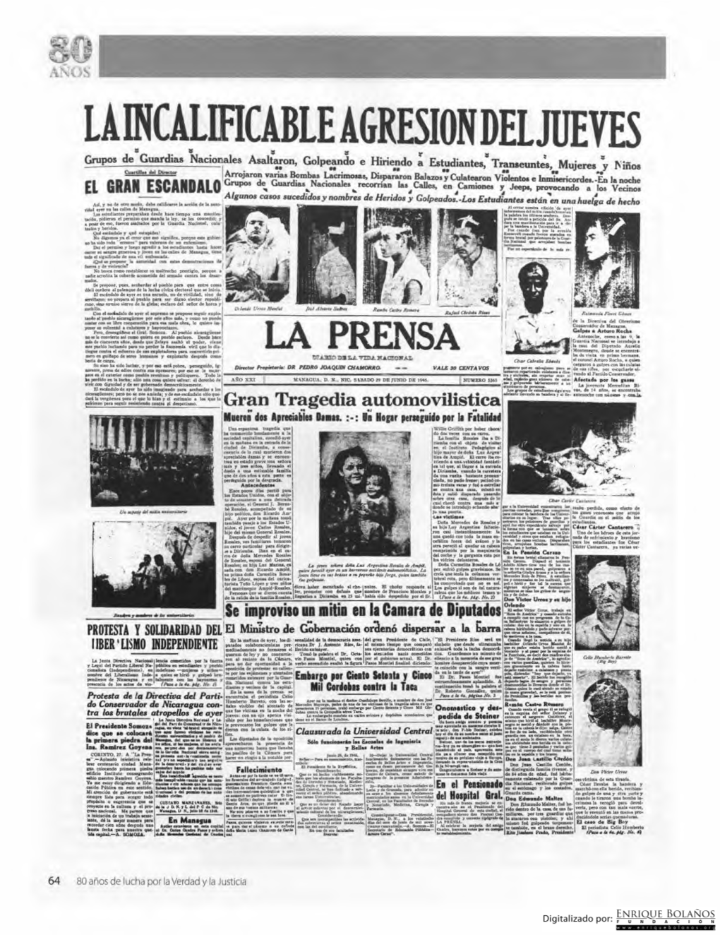 80 Años De Lucha Por La Verdad Y La Justicia 1946 ANOS SOMOZA IMPONE a ARGÜELLO