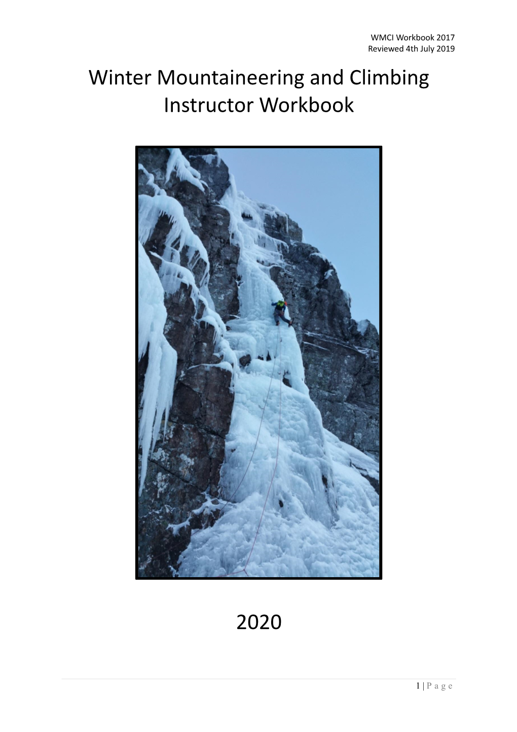 Winter Mountaineering and Climbing Instructor Workbook 2020