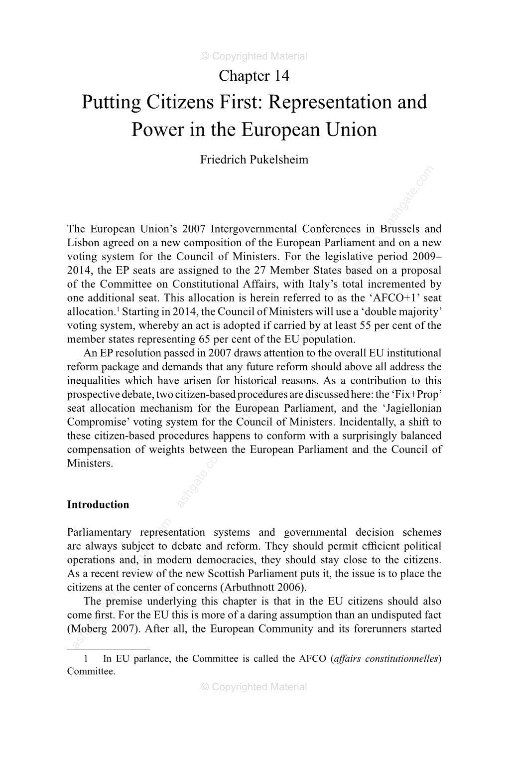 Putting Citizens First: Representation and Power in the European Union