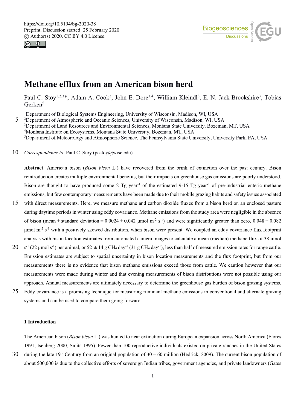 Methane Efflux from an American Bison Herd Paul C