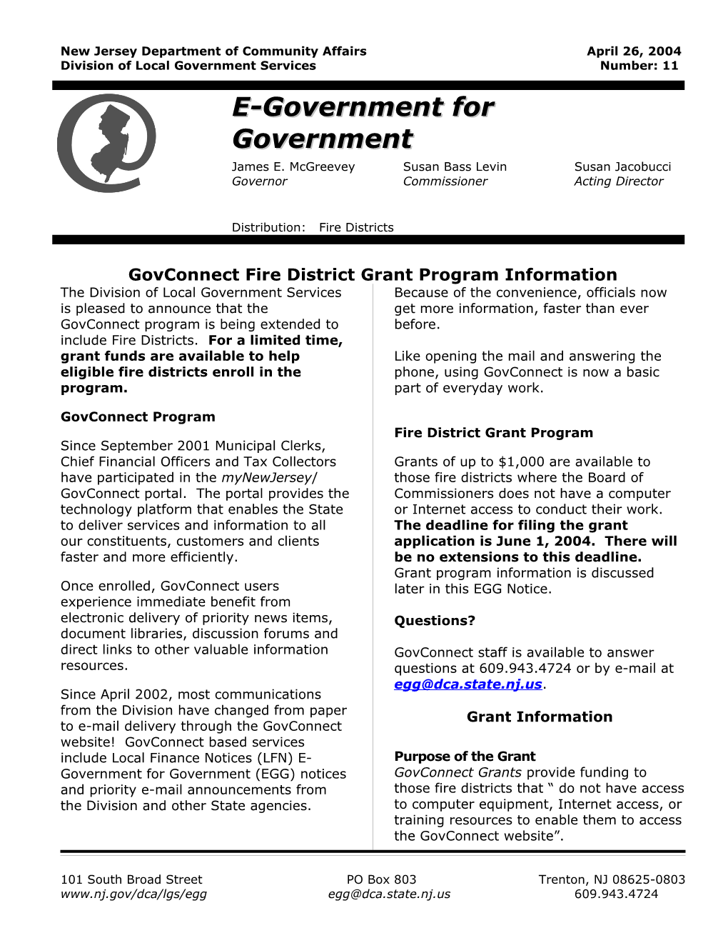 Govconnect Grant Program Information