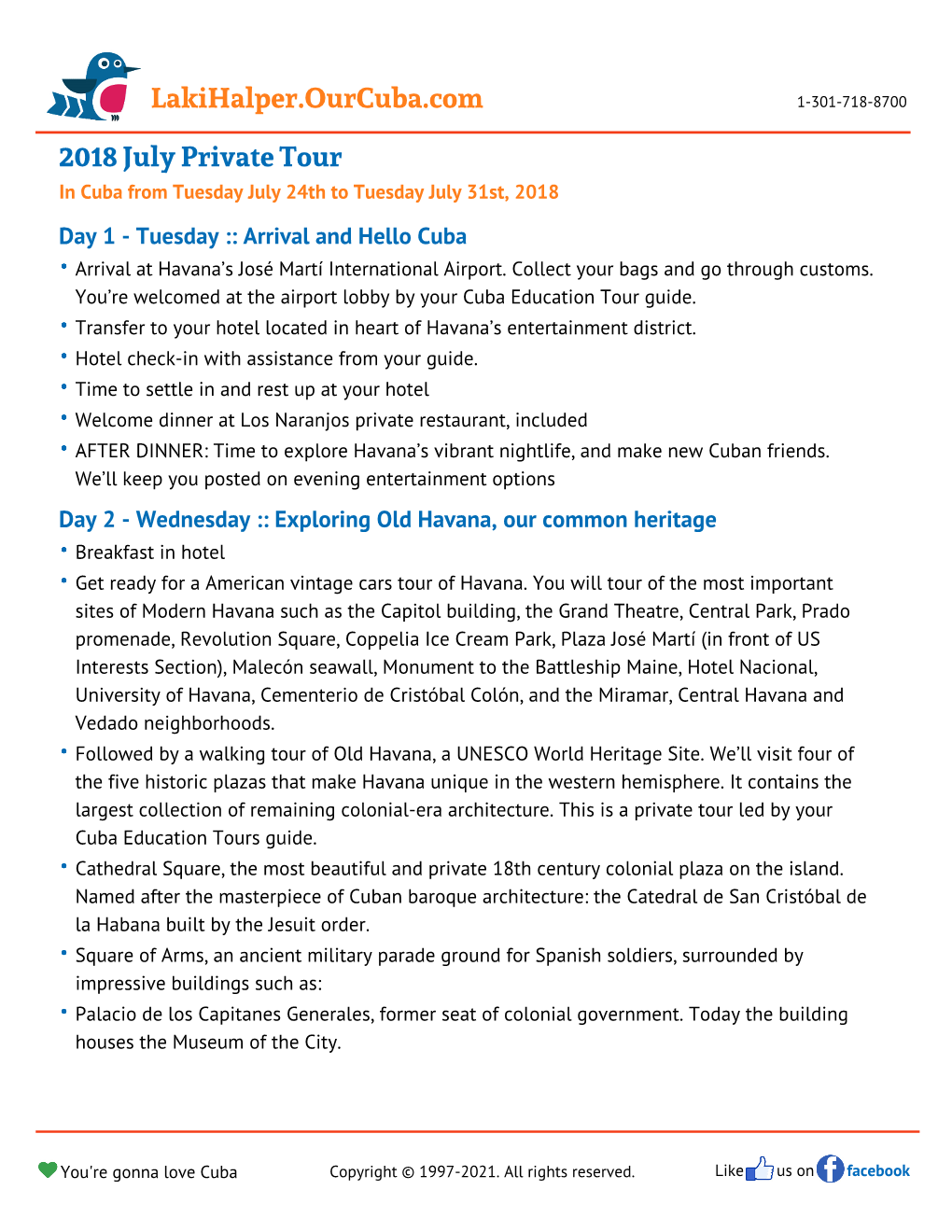 Lakihalper.Ourcuba.Com 2018 July Private Tour