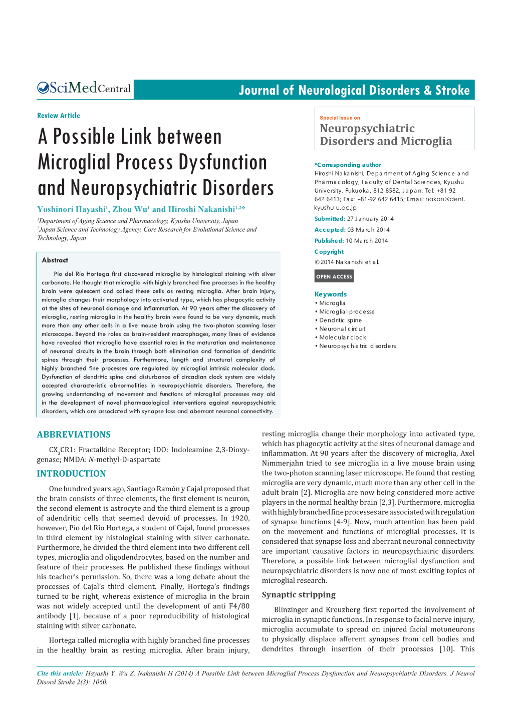 A Possible Link Between Microglial Process Dysfunction and Neuropsychiatric Disorders