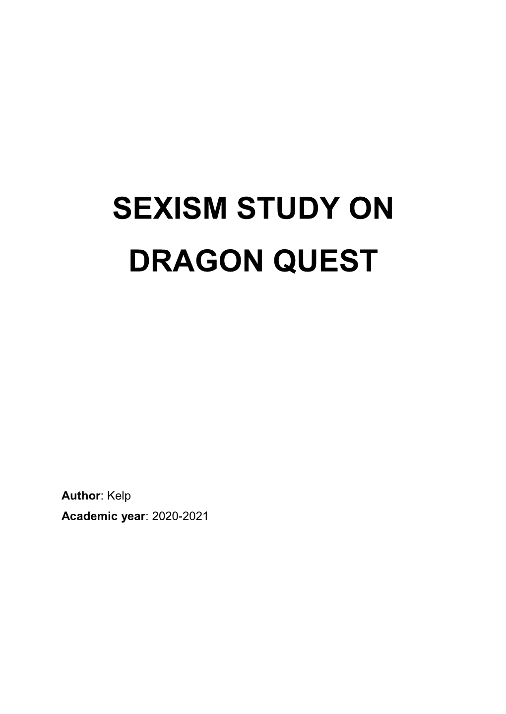 Sexism Study on Dragon Quest