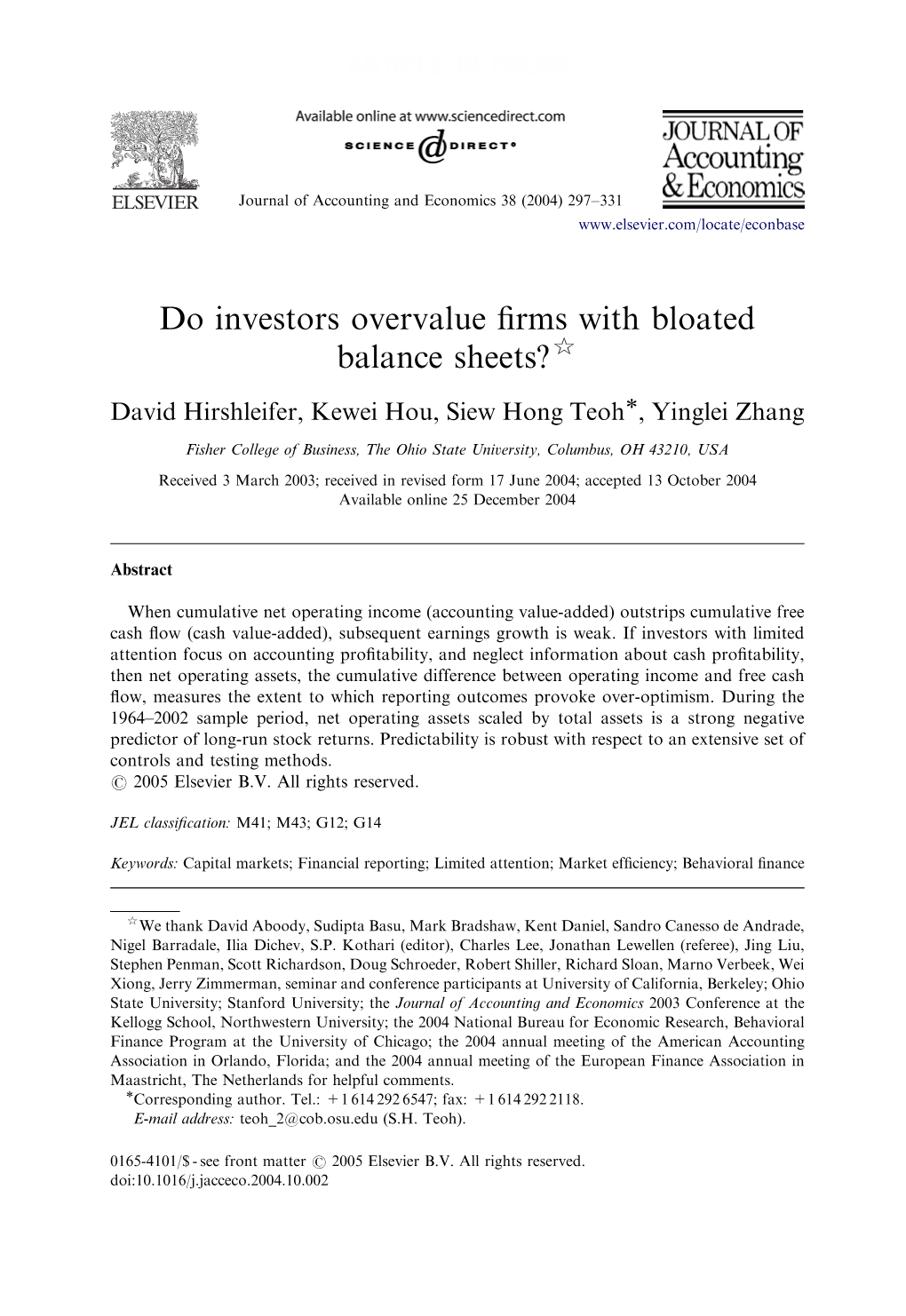 Do Investors Overvalue Firms with Bloated Balance Sheets?