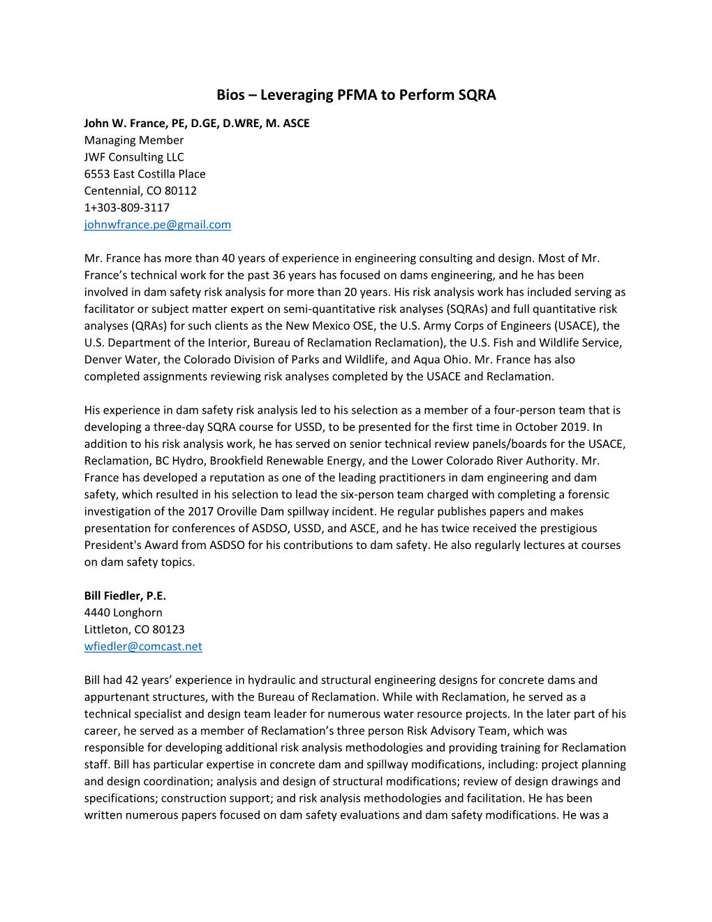 Bios – Leveraging PFMA to Perform SQRA