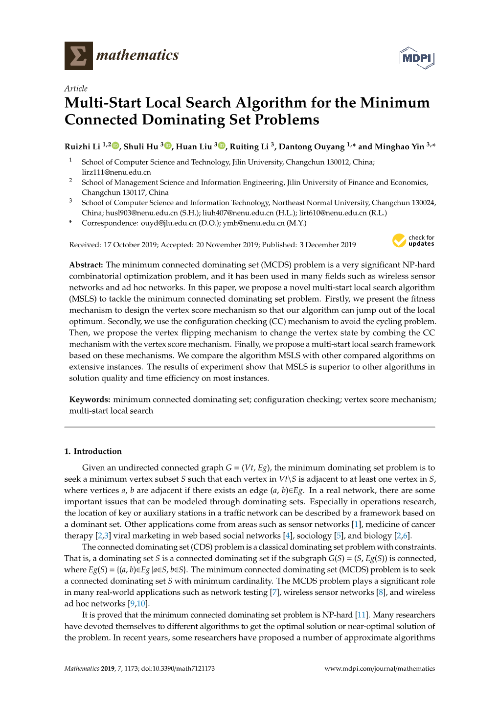 Multi-Start Local Search Algorithm for the Minimum Connected Dominating Set Problems