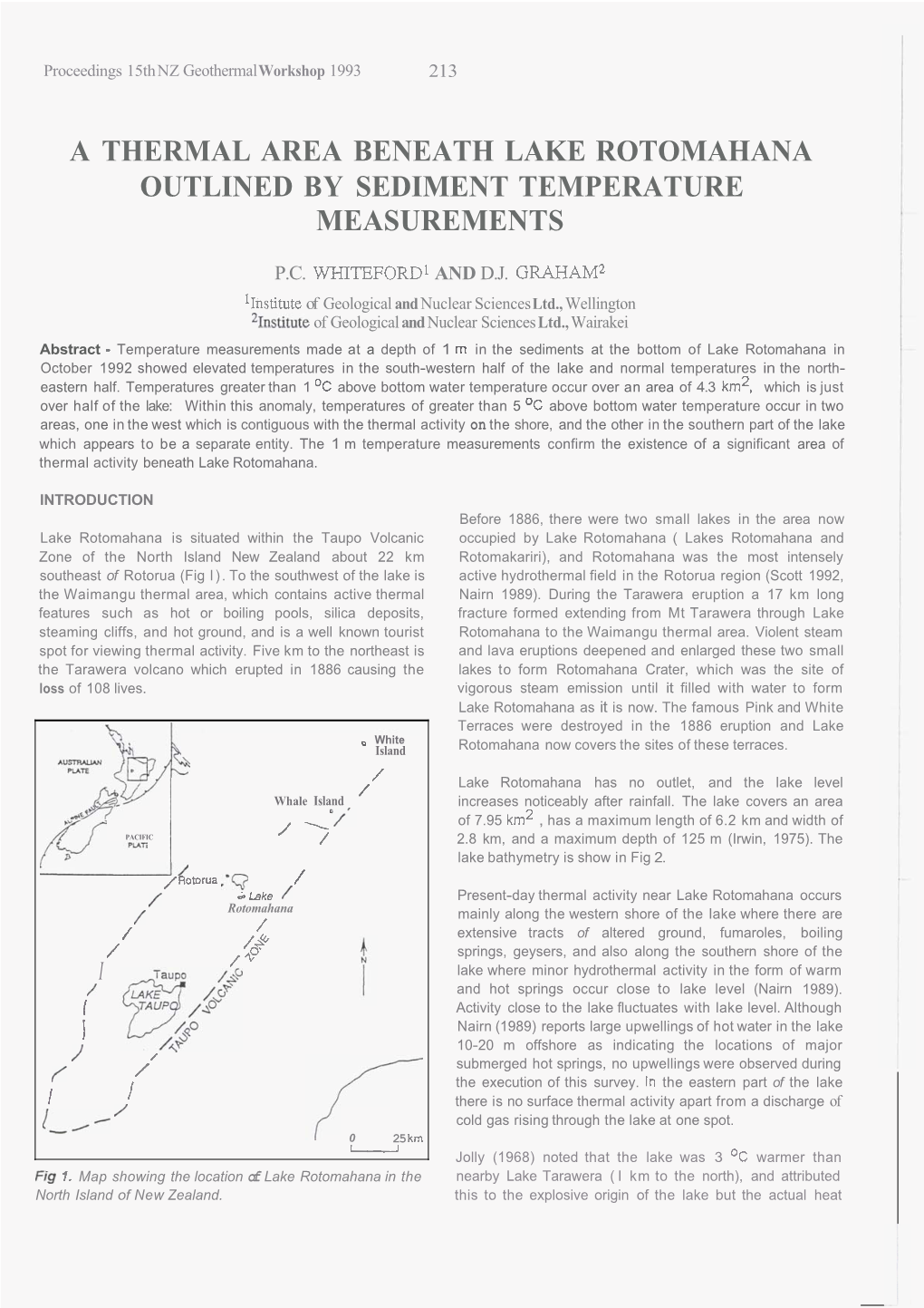 A Thermal Area Beneath Lake Rotomahana Outlined by Sediment Temperature Measurements