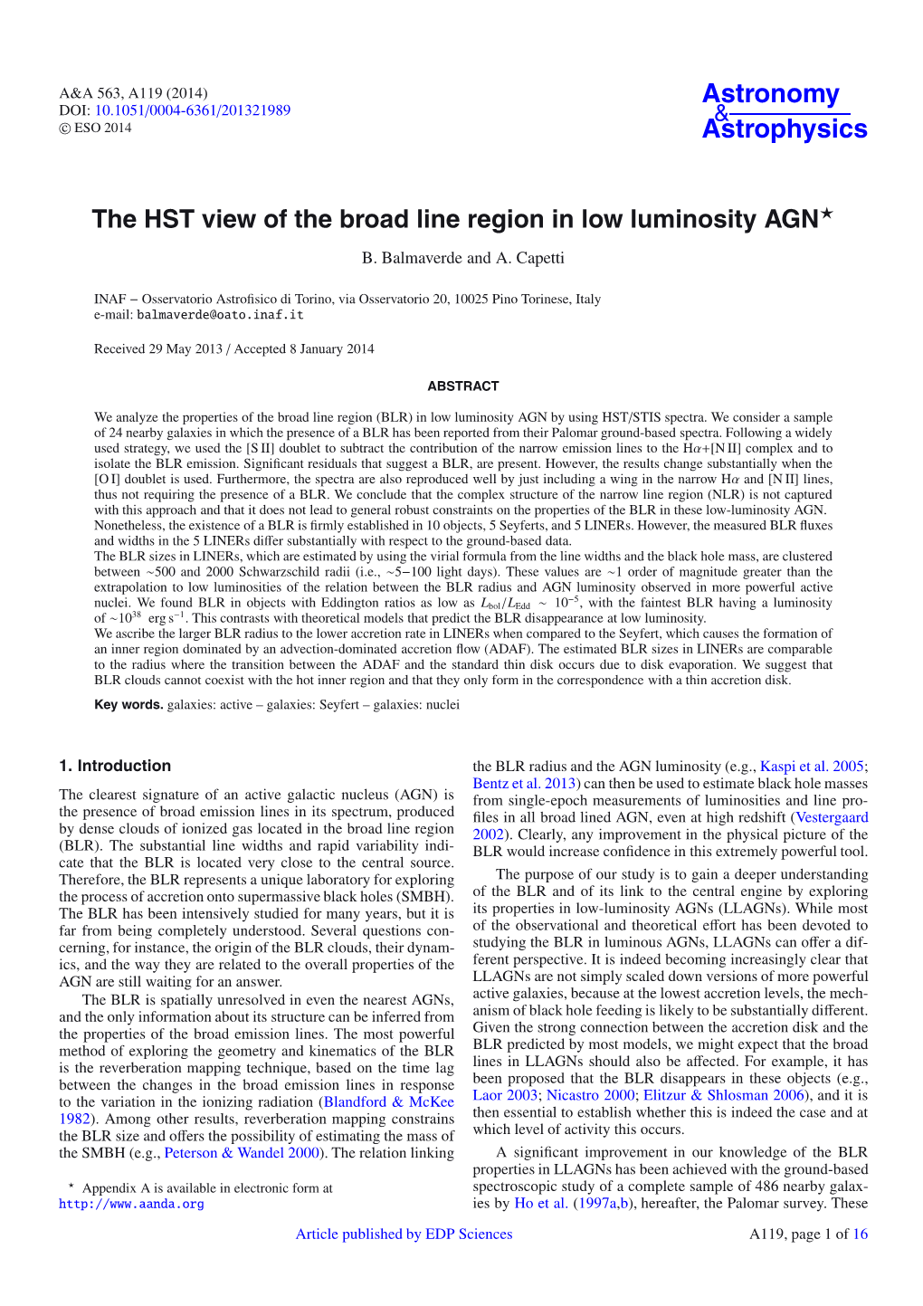 The HST View of the Broad Line Region in Low Luminosity AGN⋆