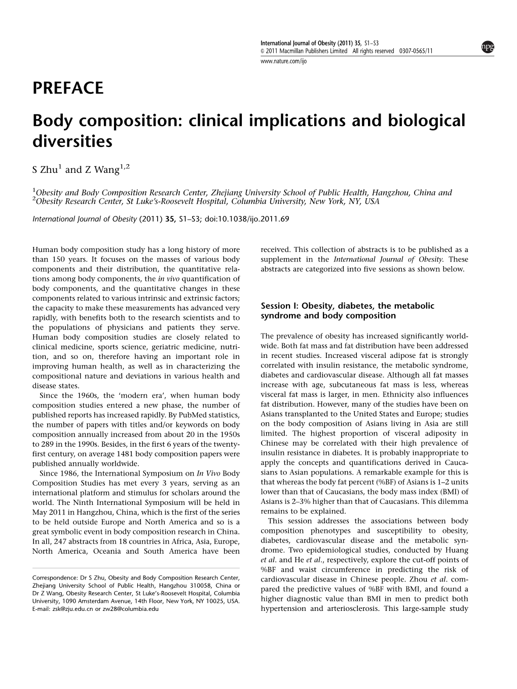 Body Composition: Clinical Implications and Biological Diversities
