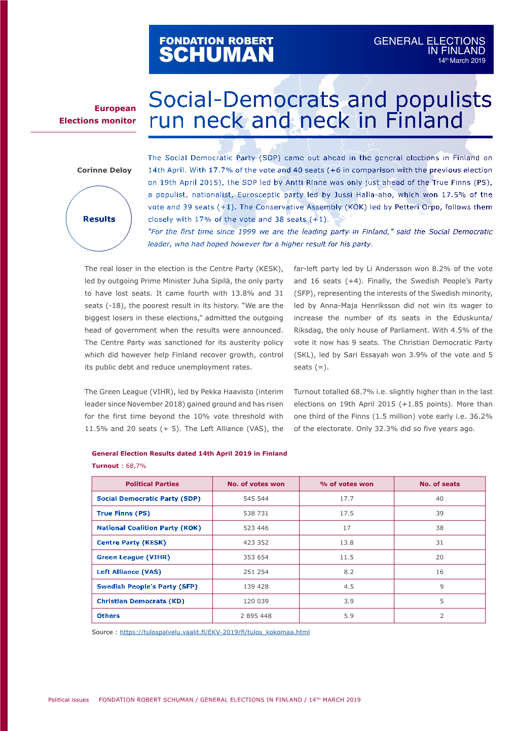 GENERAL ELECTIONS in FINLAND 14Th March 2019