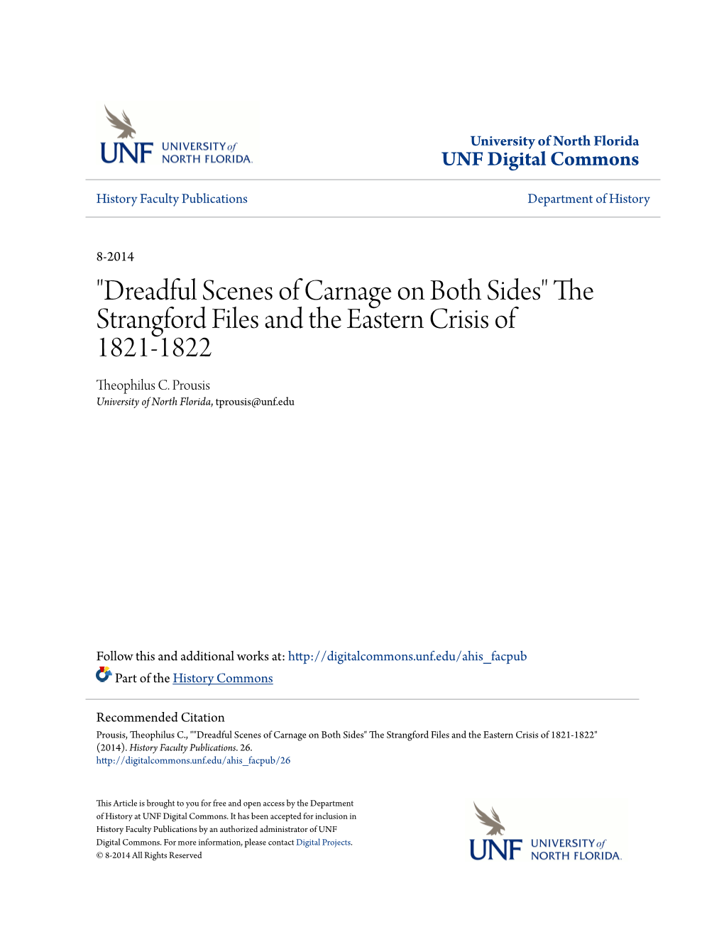 The Strangford Files and the Eastern Crisis of 1821-1822 Theophilus C