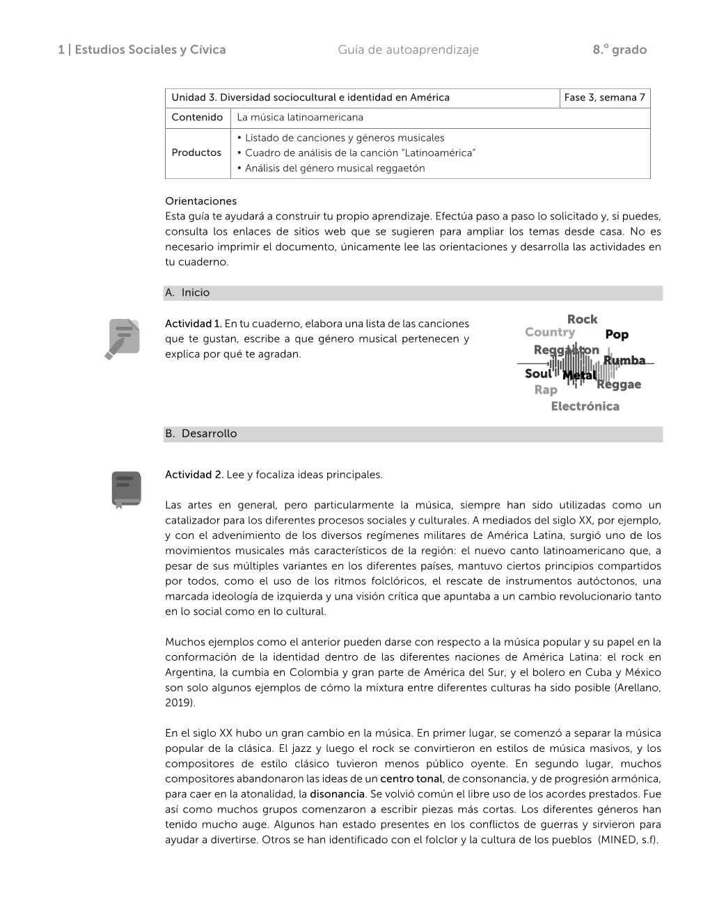 1 | Estudios Sociales Y Cívica Guía De Autoaprendizaje 8.O Grado