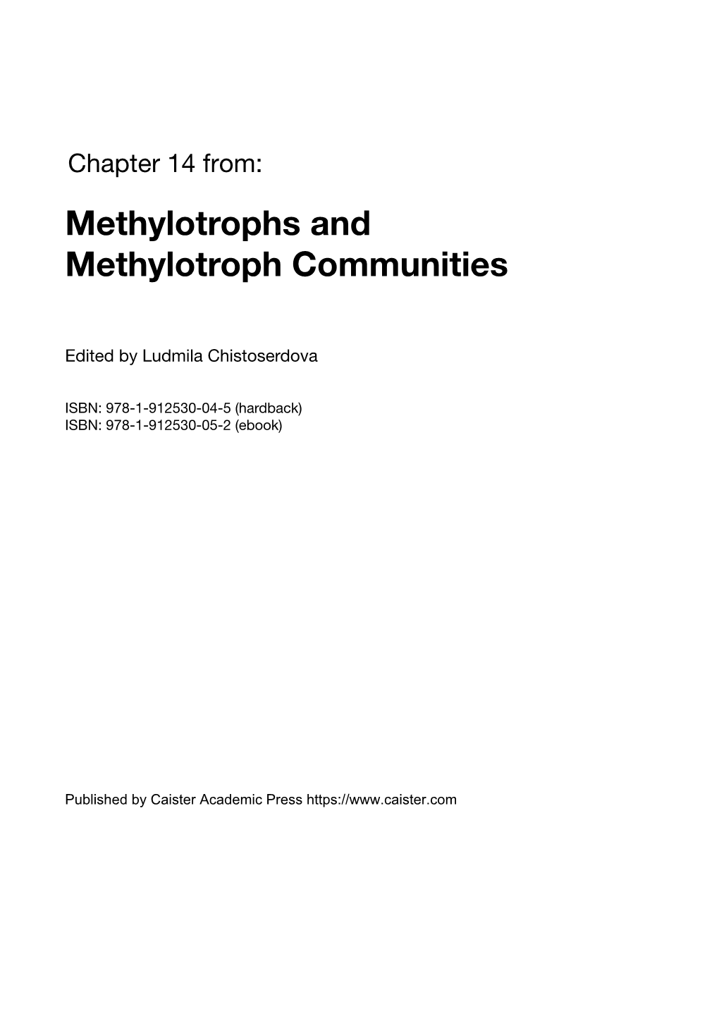 Methylotroph Communities Methylotrophs