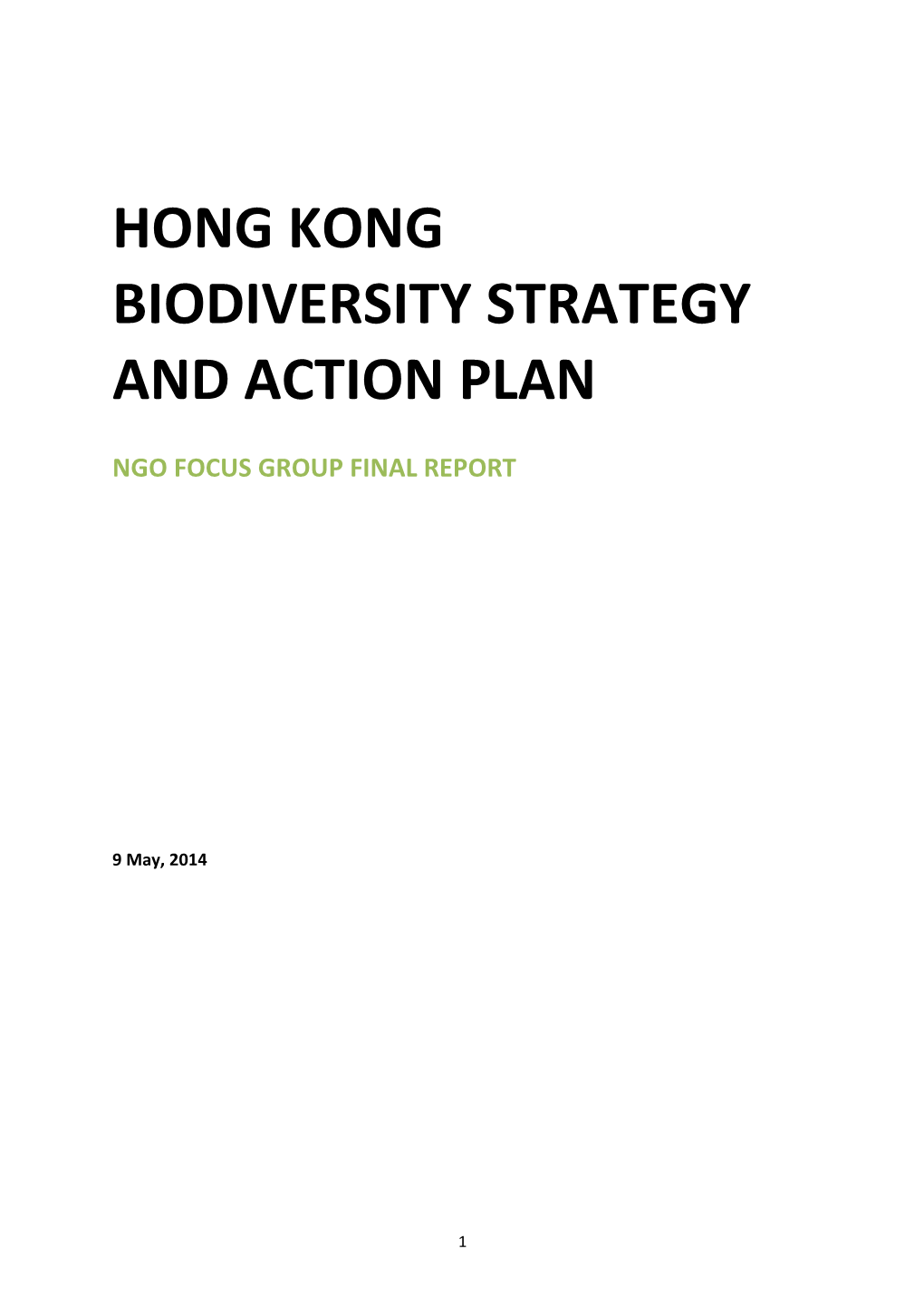 Hong Kong Biodiversity Strategy and Action Plan