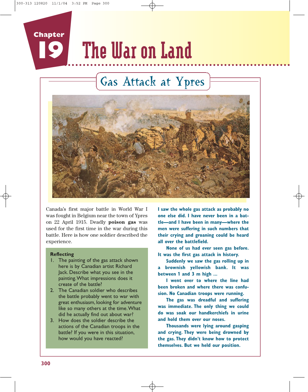 19 the War on Land Gas Attack at Ypres