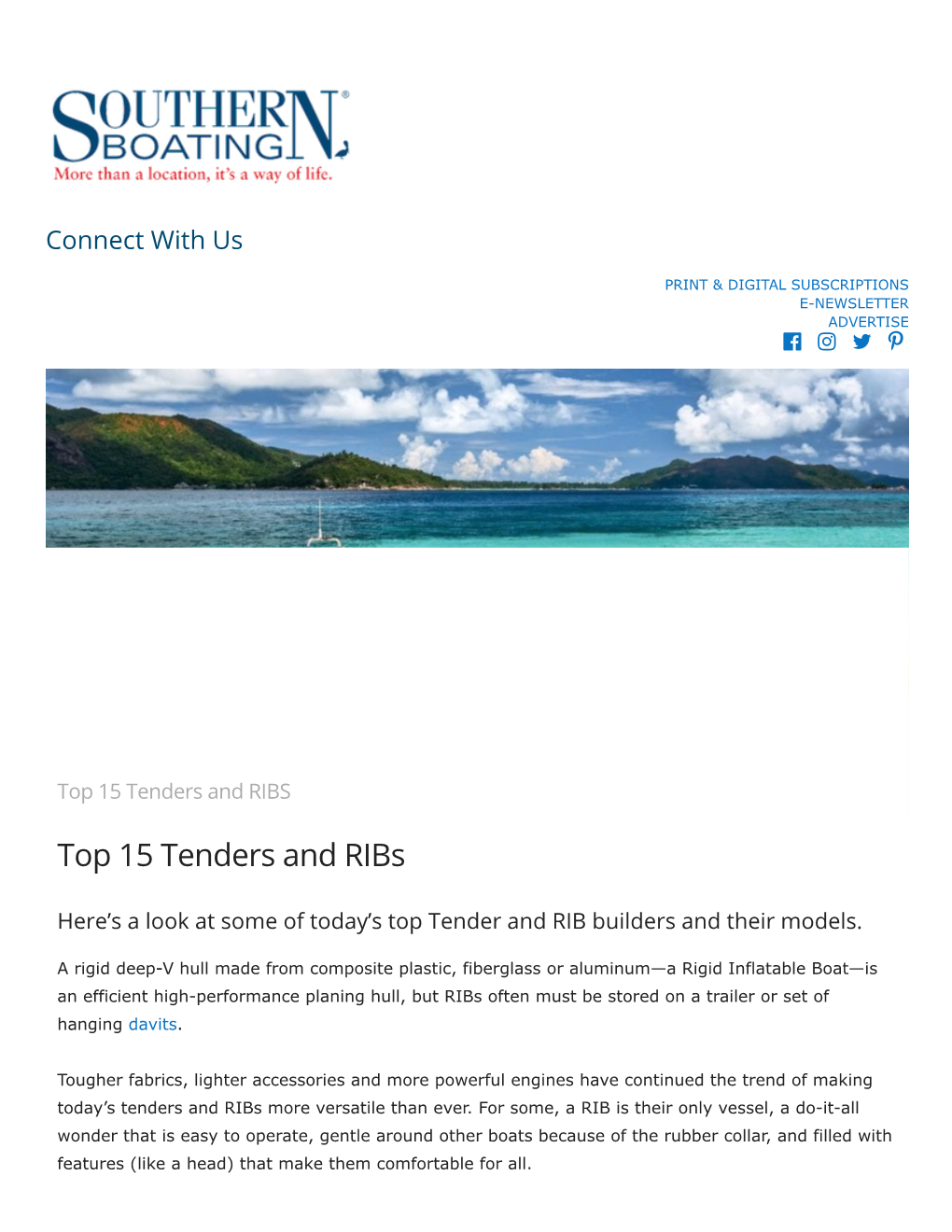 Top 15 Tenders and RIBS