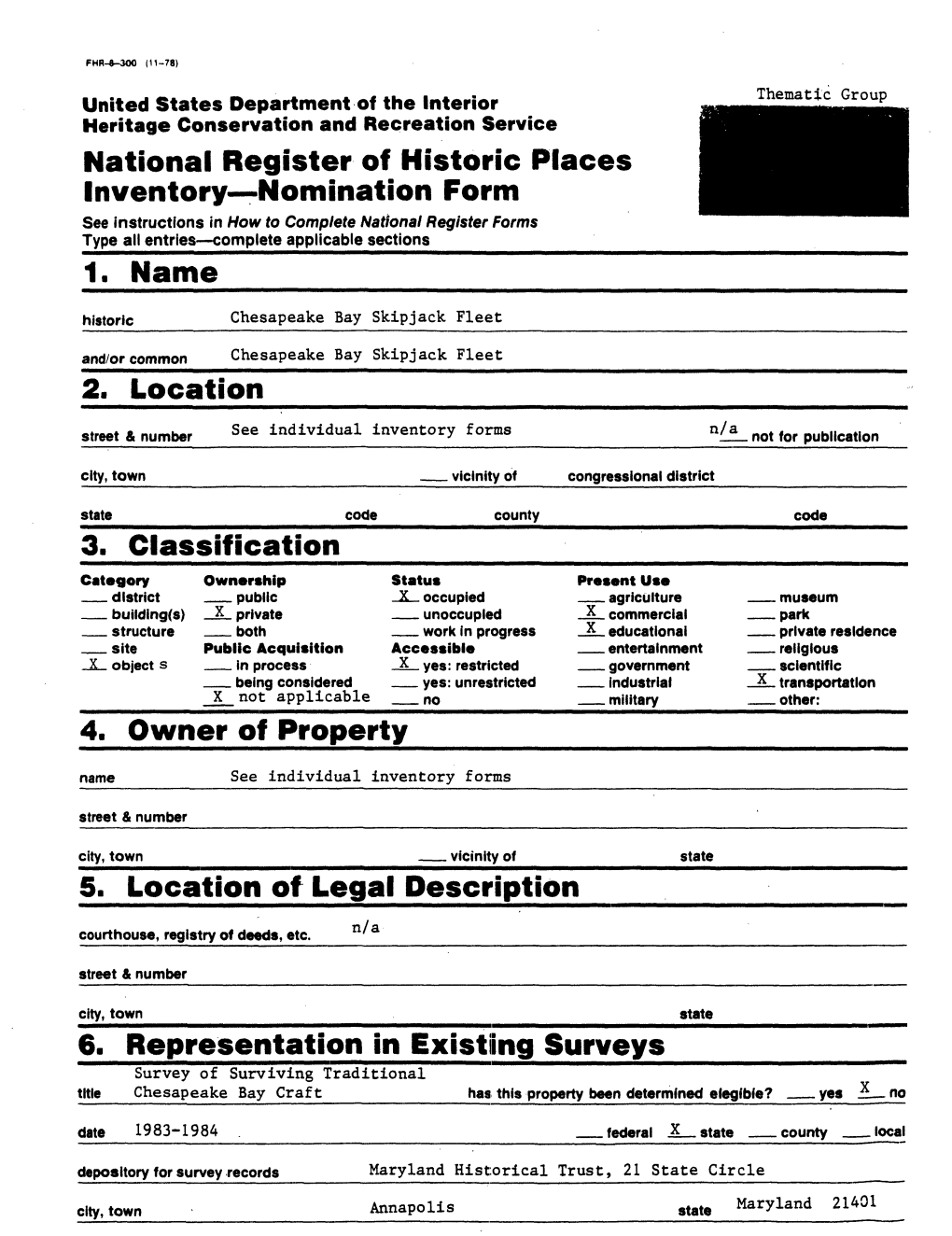 National Register of Historic Places Inventory Nomination Form 1