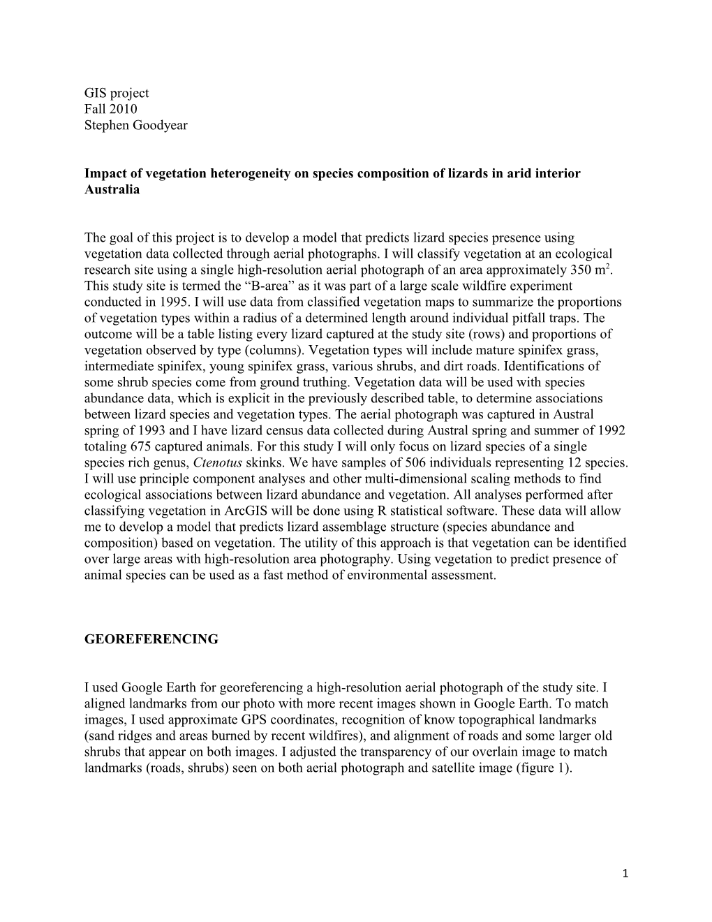 GIS Project Fall 2010 Stephen Goodyear