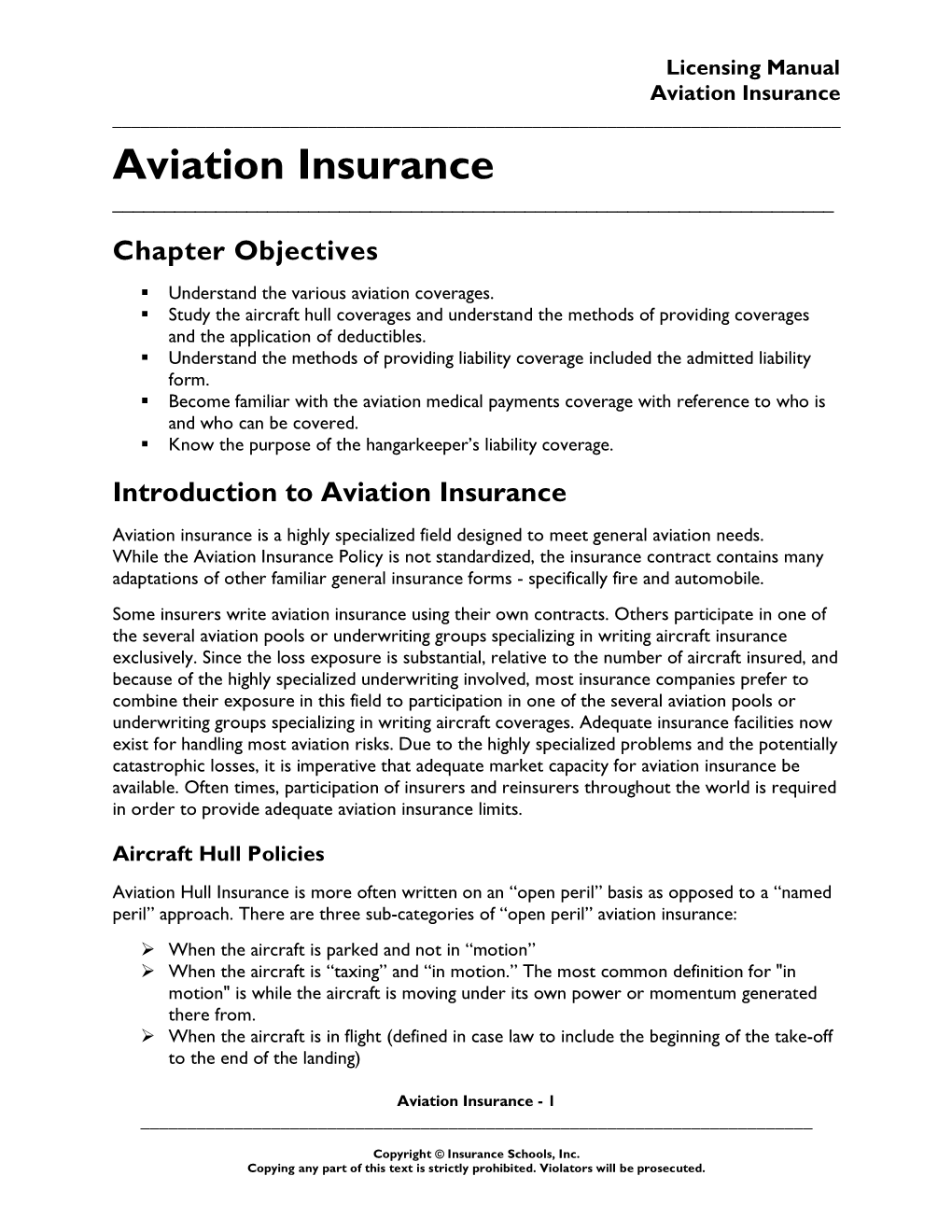 Aviation Insurance ______