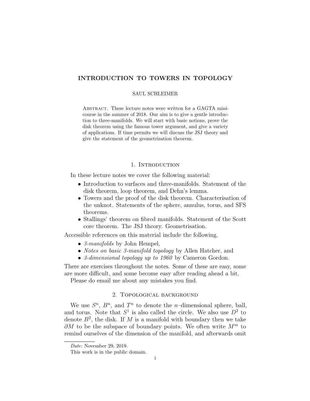 Introduction to Towers in Topology