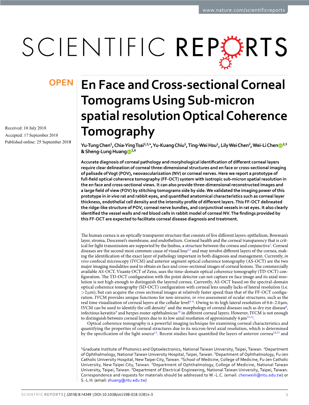 En Face and Cross-Sectional Corneal Tomograms Using Sub-Micron