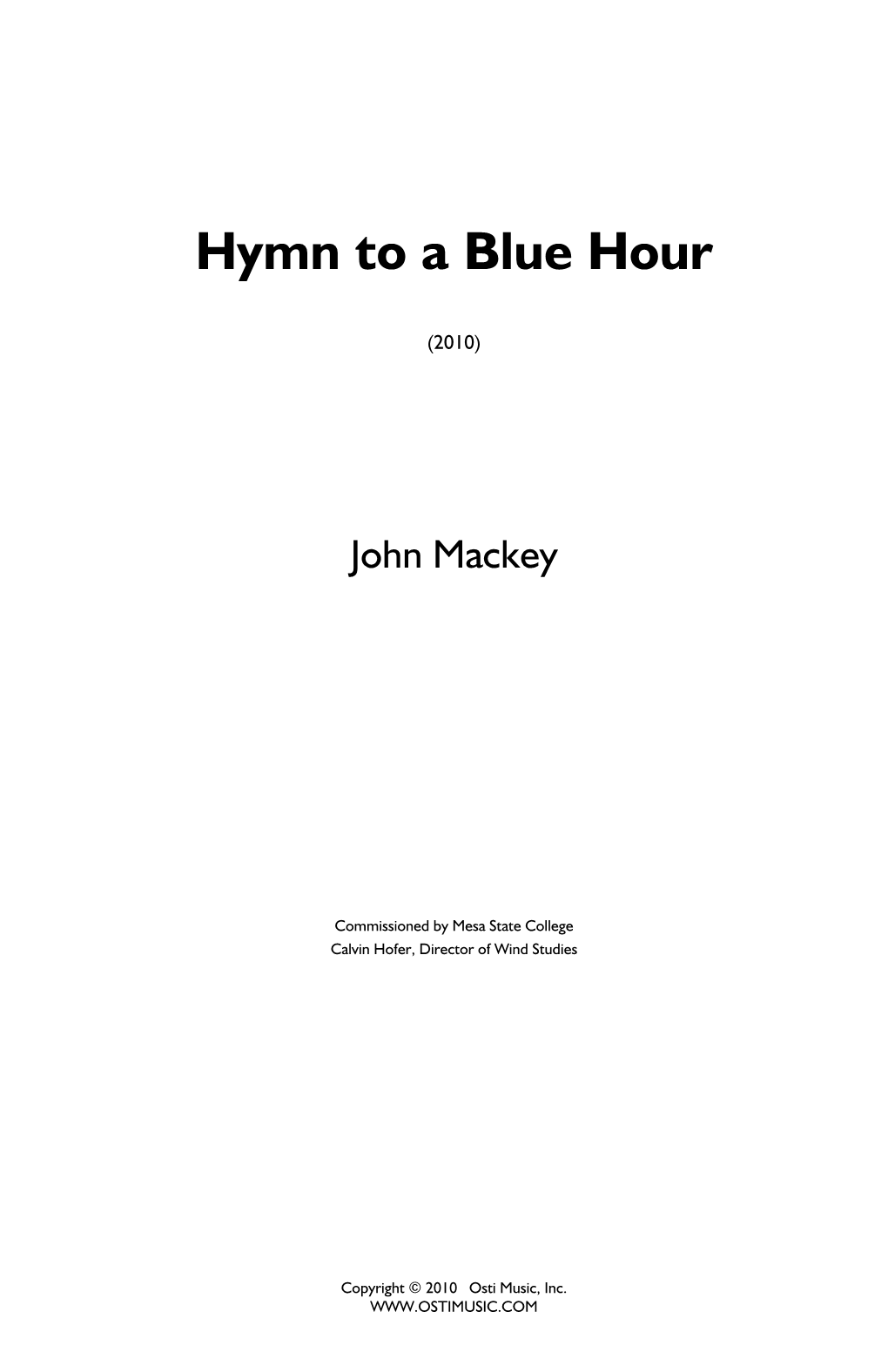 Hymn to a Blue Hour