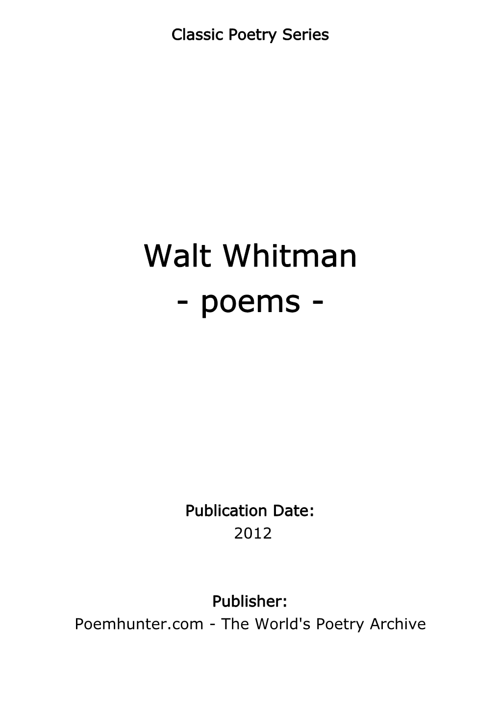 Walt Whitman - Poems