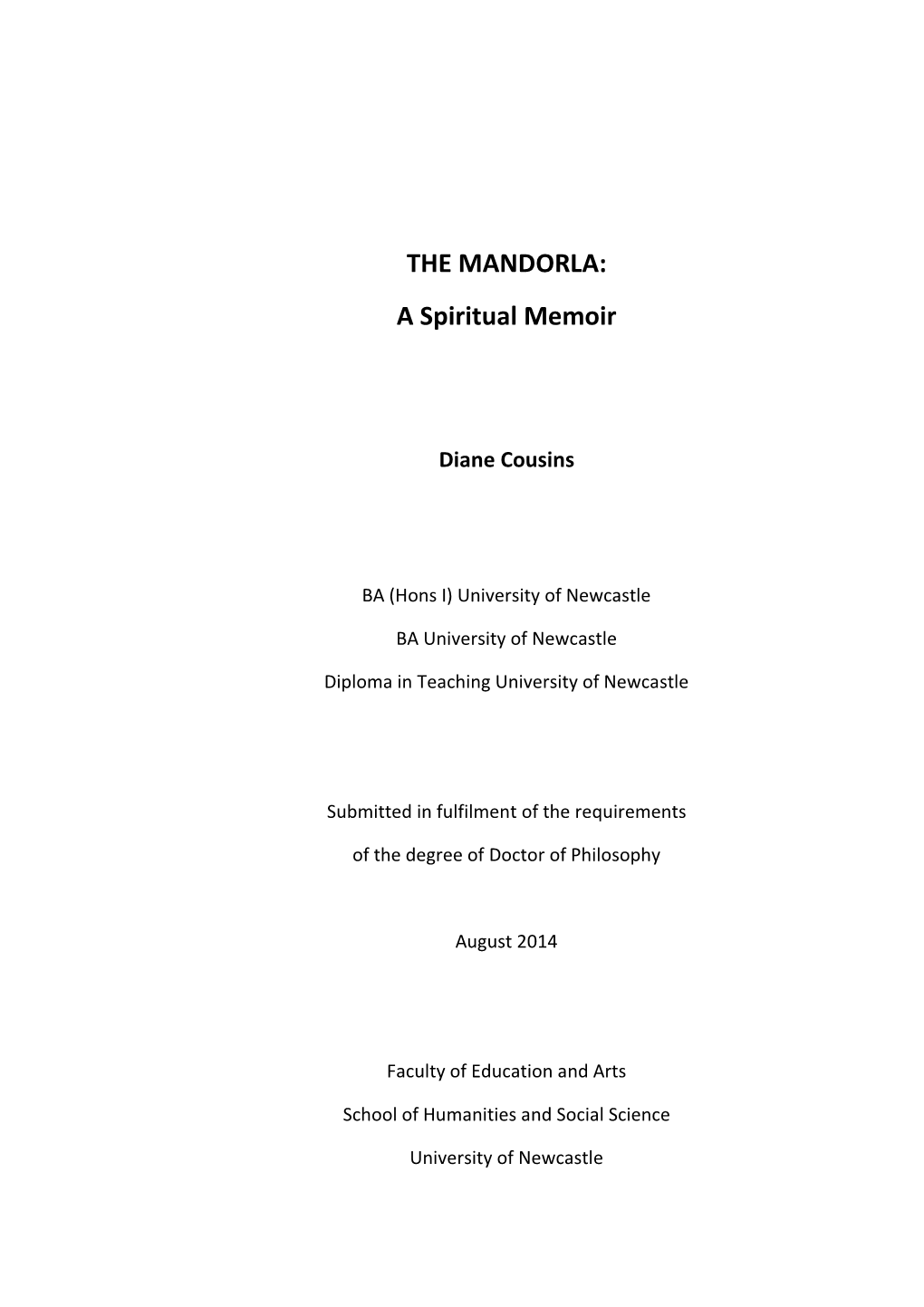 THE MANDORLA: a Spiritual Memoir