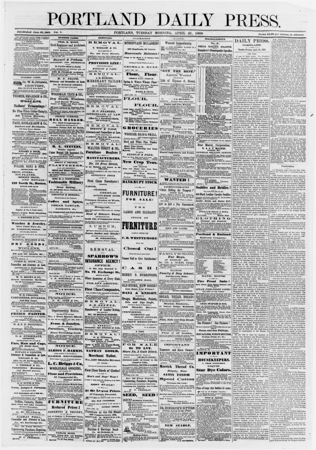 Portland Daily Press: April 21,1868