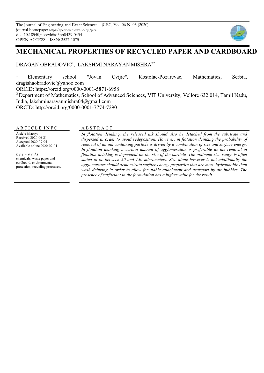 Mechanical Properties of Recycled Paper and Cardboard