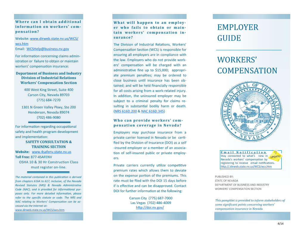 Employer Guide Workers' Compensation