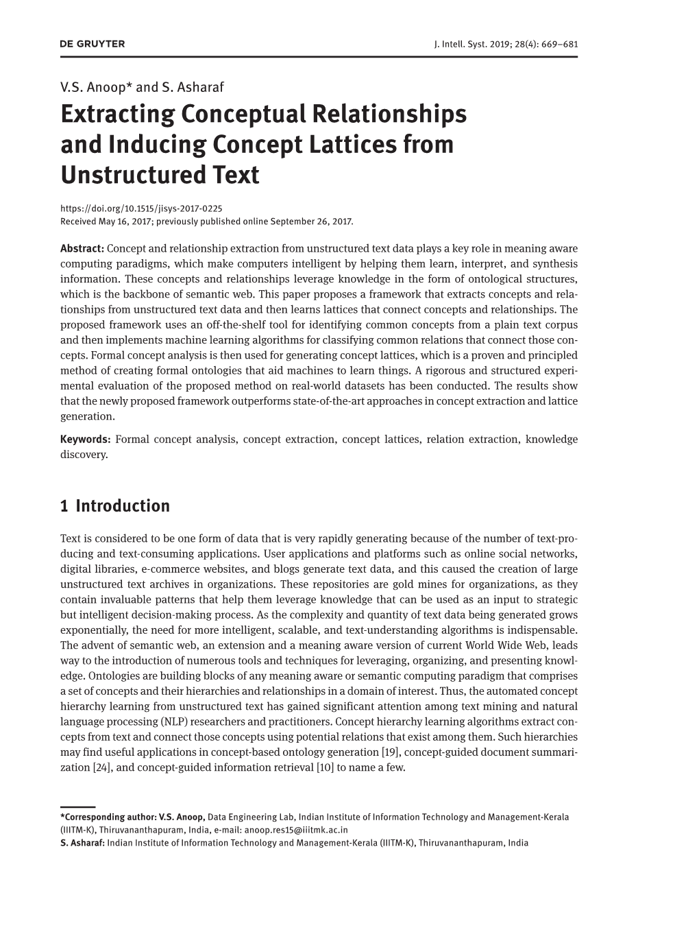 Extracting Conceptual Relationships and Inducing Concept Lattices from Unstructured Text