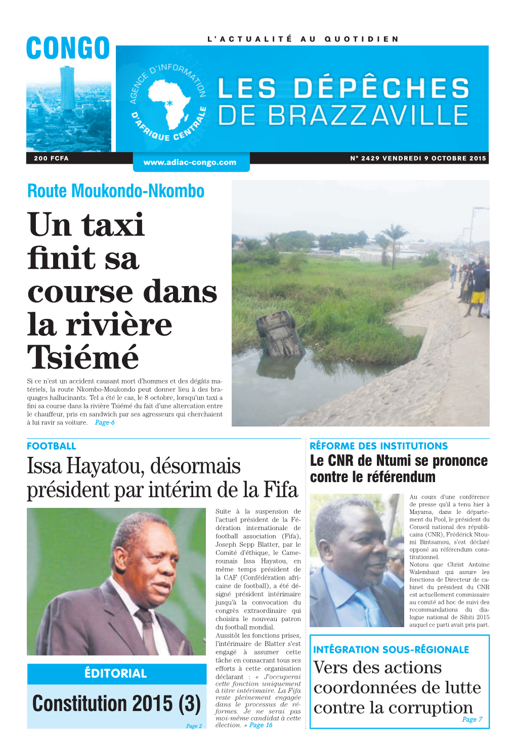 Un Taxi Finit Sa Course Dans La Rivière Tsiémé