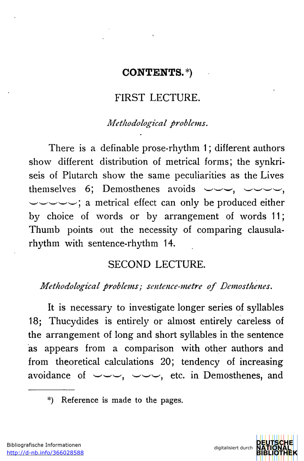 CONTENTS.*) FIRST LECTURE. There Is a Definable Prose-Rhythm 1