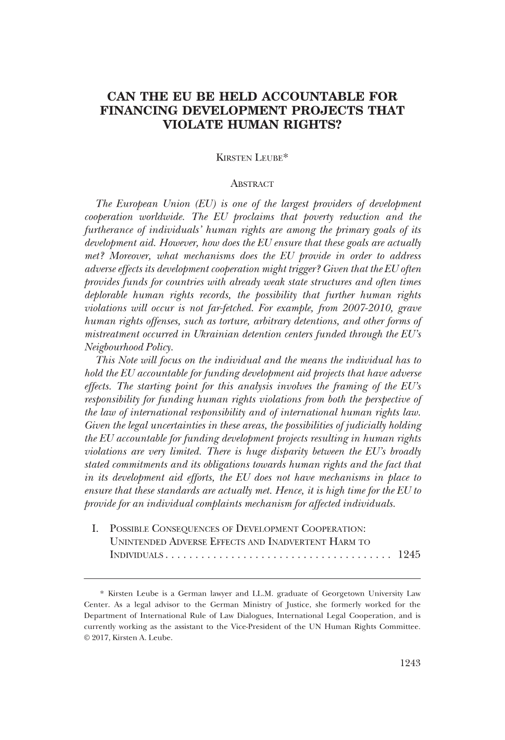 Can the Eu Be Held Accountable for Financing Development Projects That Violate Human Rights?