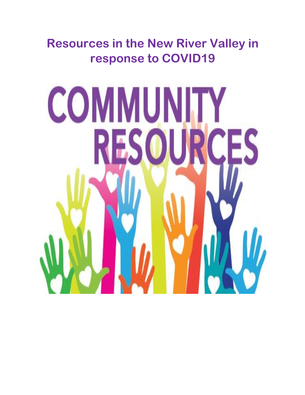 Resources in the New River Valley in Response to COVID19