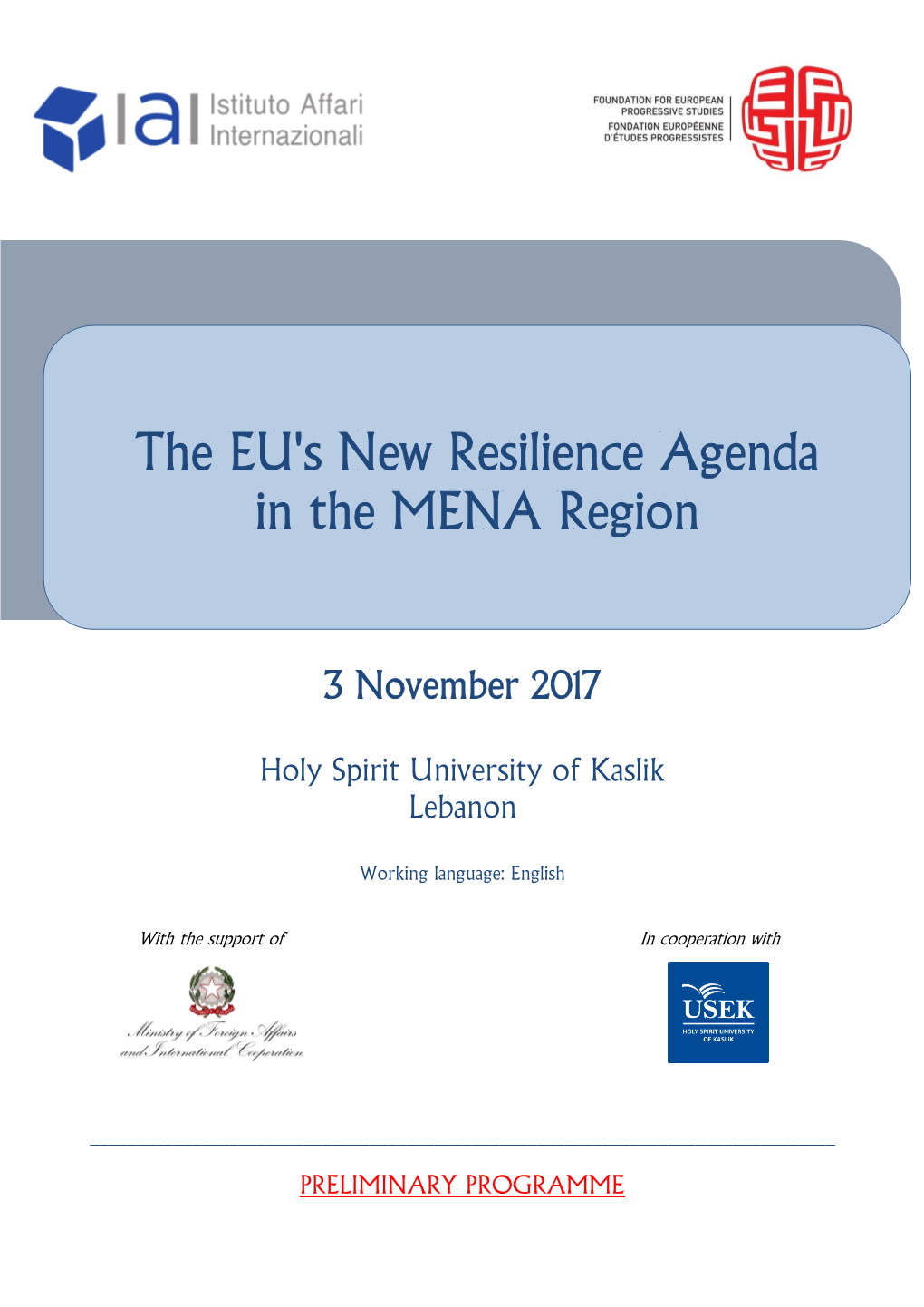 The EU's New Resilience Agenda in the MENA Region