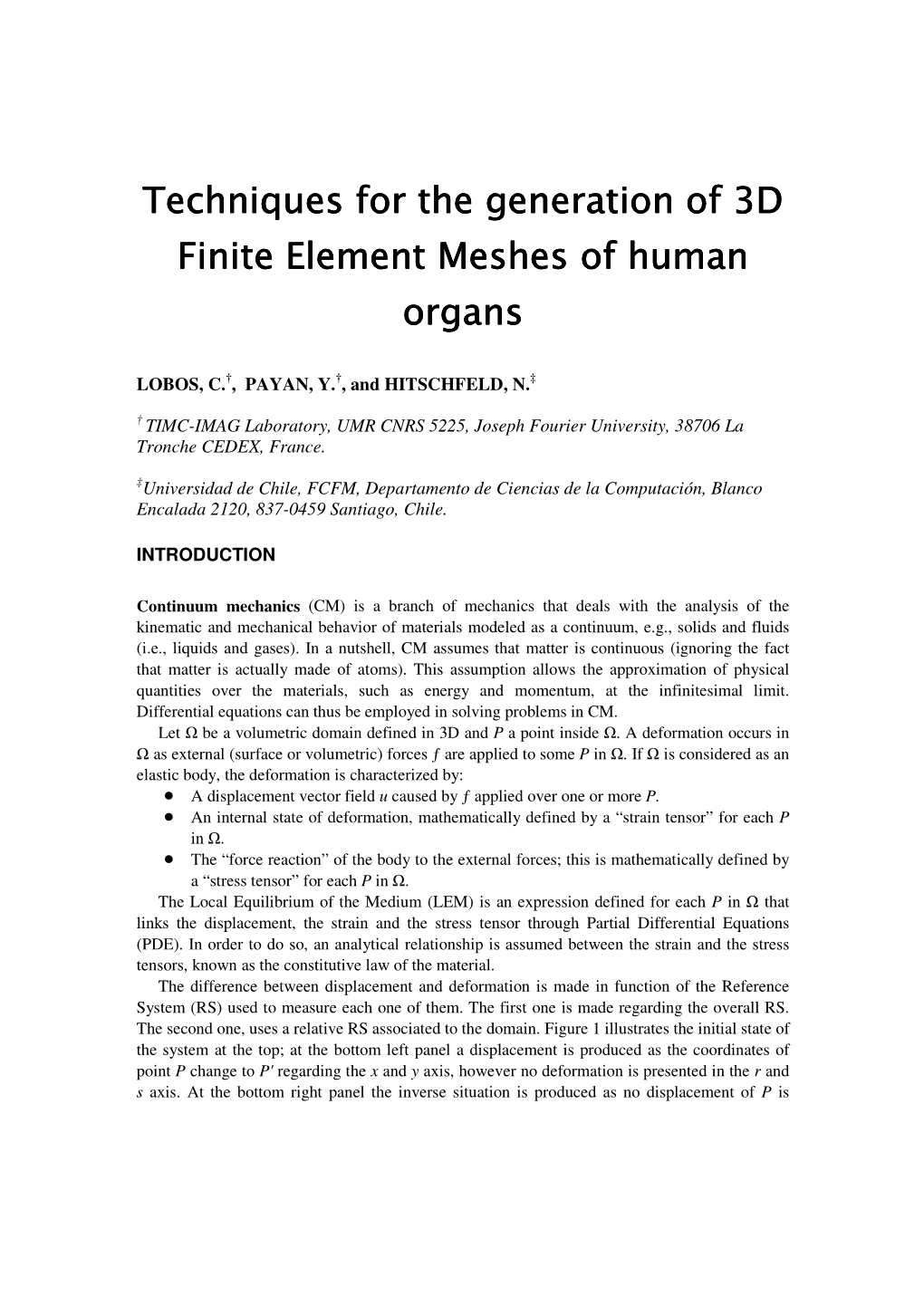 Techniques for the Generation of 3D Finite Element Meshes of Human Organs