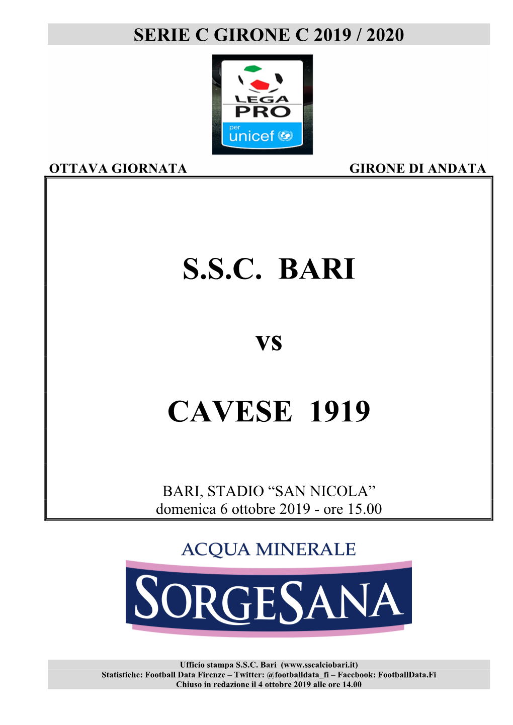 S.S.C. BARI Vs CAVESE 1919