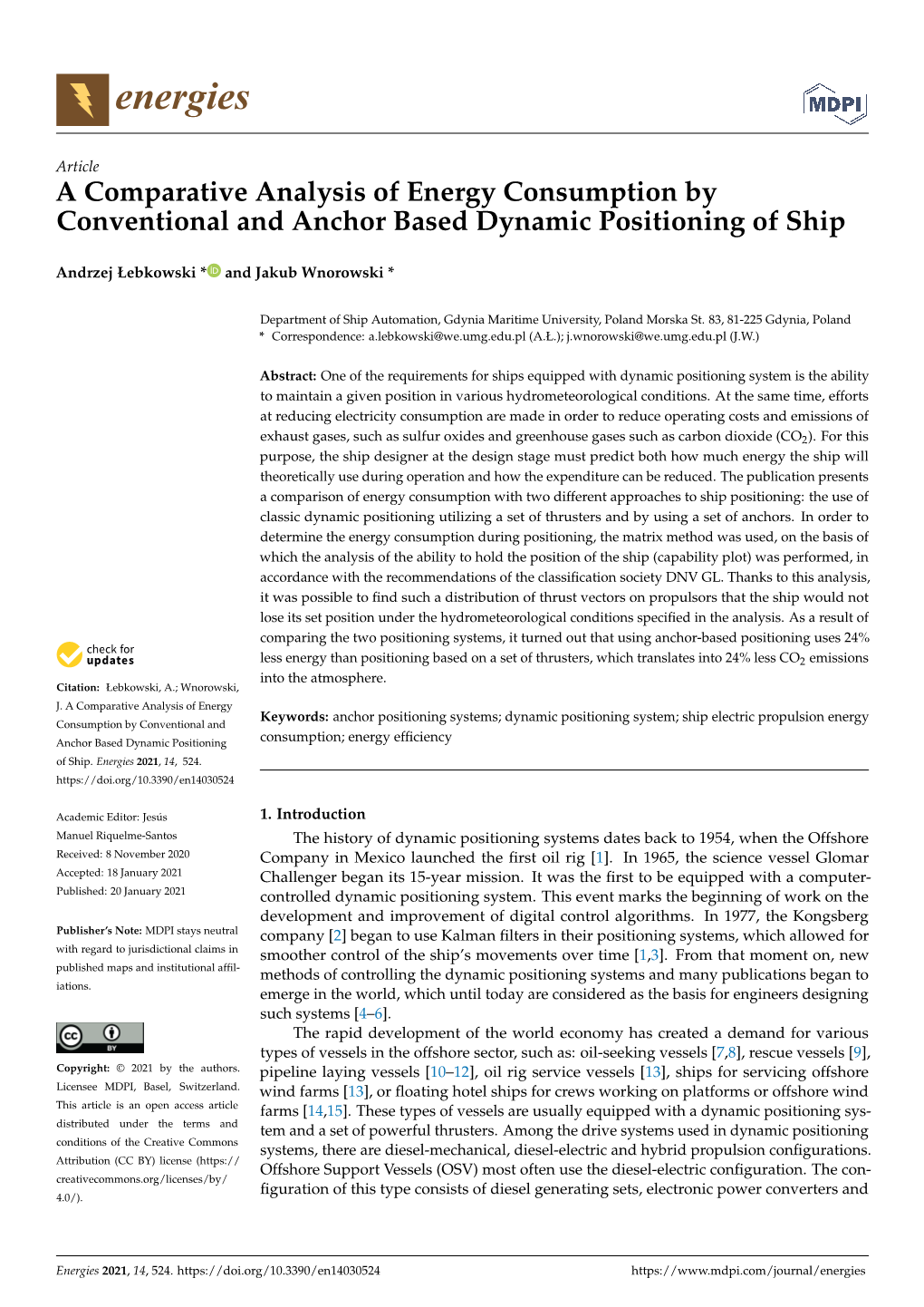 A Comparative Analysis of Energy Consumption by Conventional and Anchor Based Dynamic Positioning of Ship