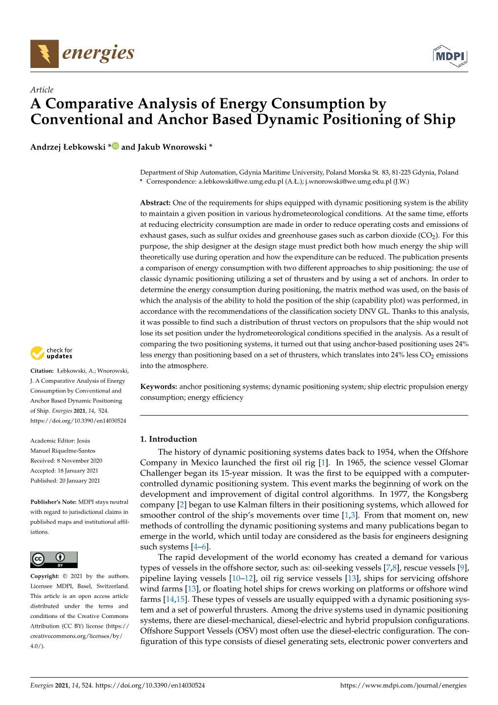 A Comparative Analysis of Energy Consumption by Conventional and Anchor ...