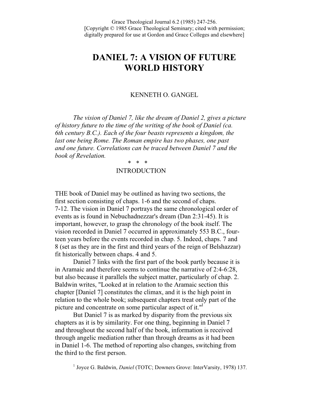 Daniel 7: a Vision of Future World History