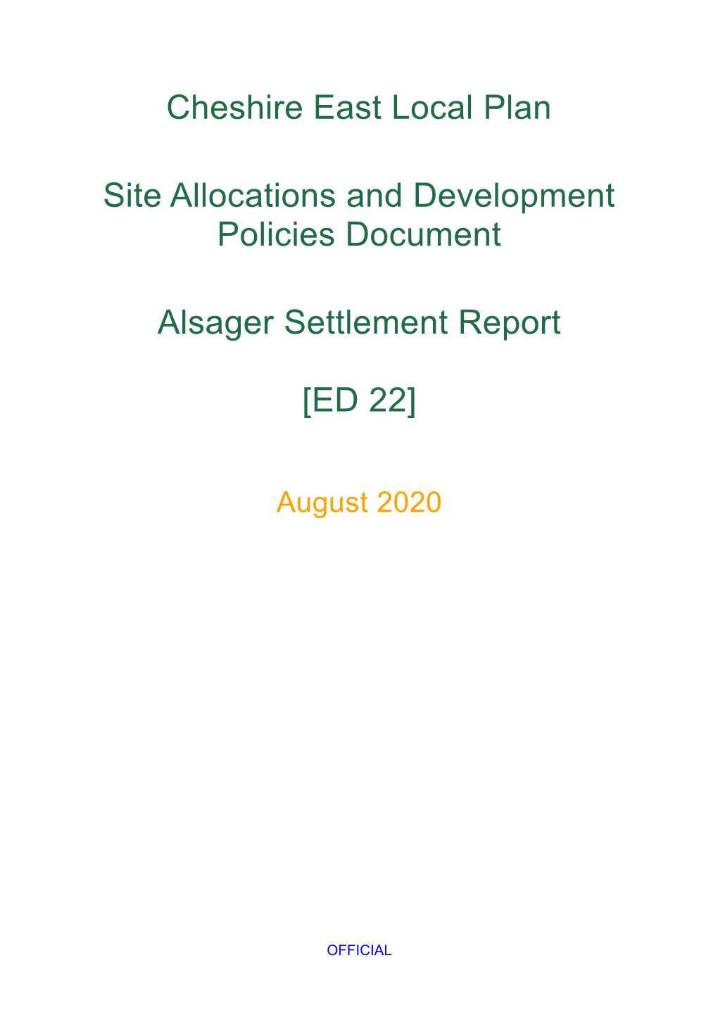 Alsager Settlement Report