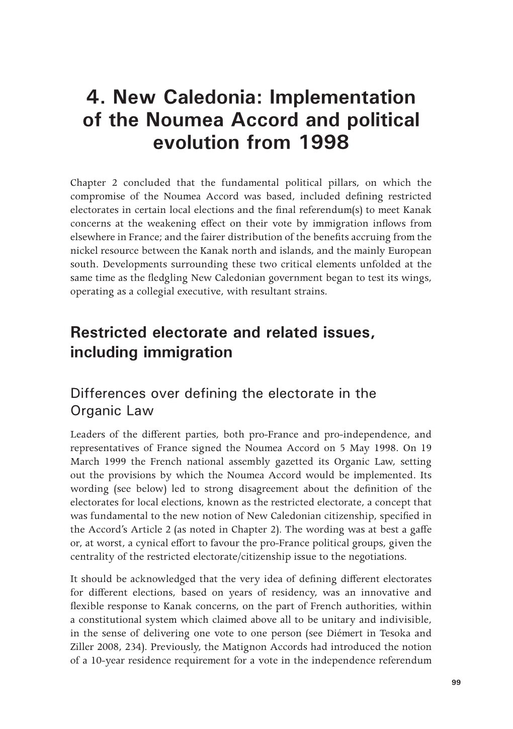 4. New Caledonia: Implementation of the Noumea Accord and Political Evolution from 1998