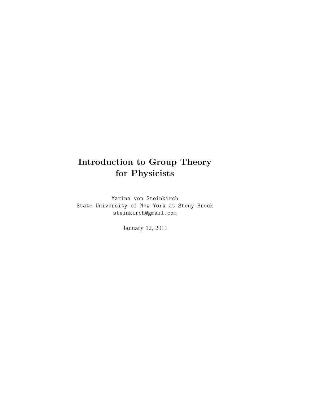 Introduction to Group Theory for Physicists